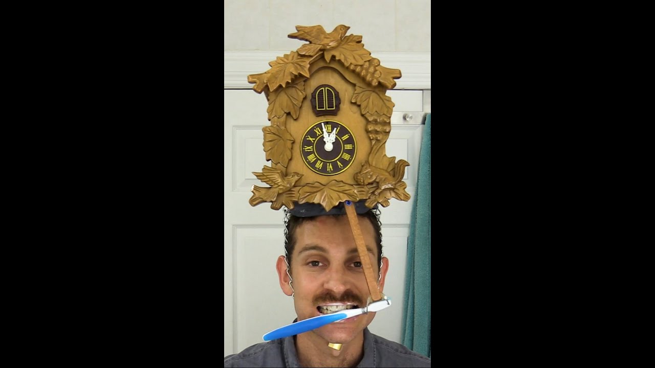 Using clock pendulum to brush teeth