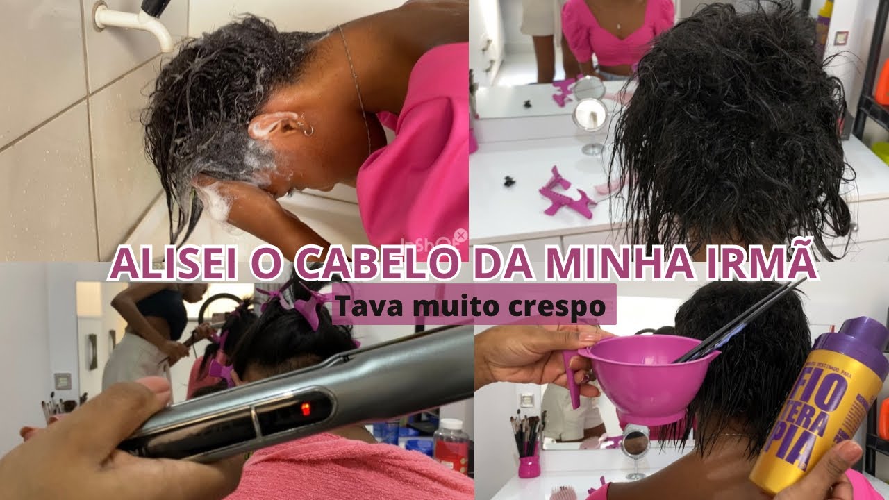 ALISEI O CABELO CRESPO DA MINHA IRMÃ COM A FIOTERAPIA PASSO A PASSO