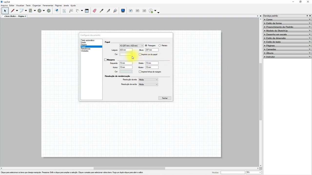 SketchUp - LayOut - Configurar Página