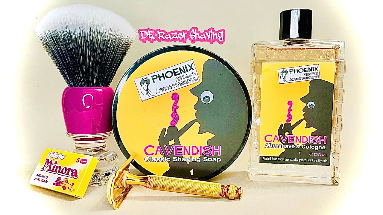 Cavendish by Phoenix Shaving, Star Wisp~Gold Gillette Ball End Tech~Gillette Minora Stainless Steel.