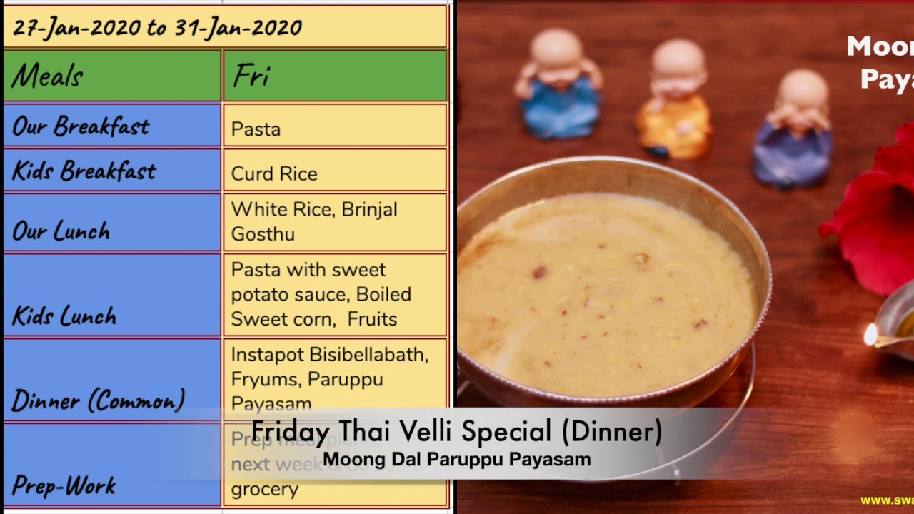Indian Weekly Meal Planner 2020 - 1 | Easy Tips for Working Mom | WEEKLY MEAL PLANNER IDEAS
