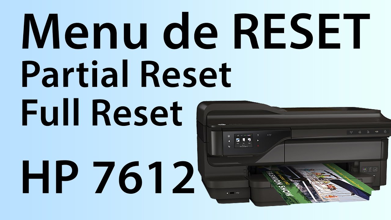 Menu de Reset da HP Officejet 7612