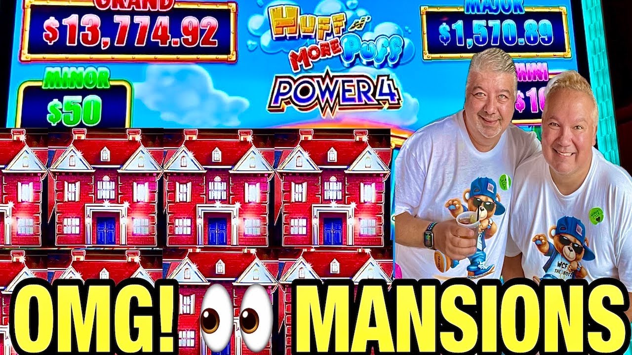 HUFF N MORE PUFF POWER 4 SLOT MACHINE! OMG MANSIONS! BIG WIN! BELLAGIO CASINO 
