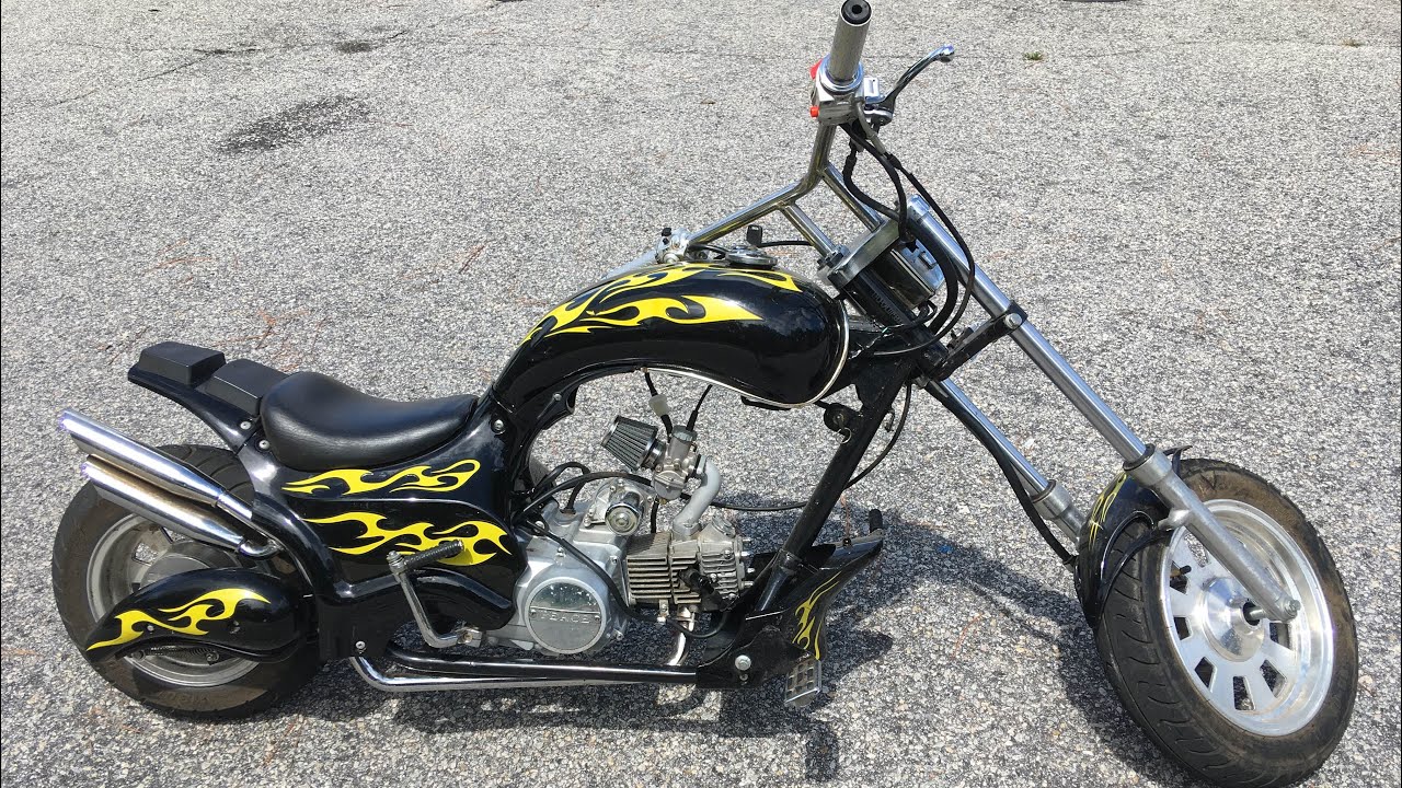 Start and Ride! 50cc Diablo Peace Mini-Chopper found by curb
