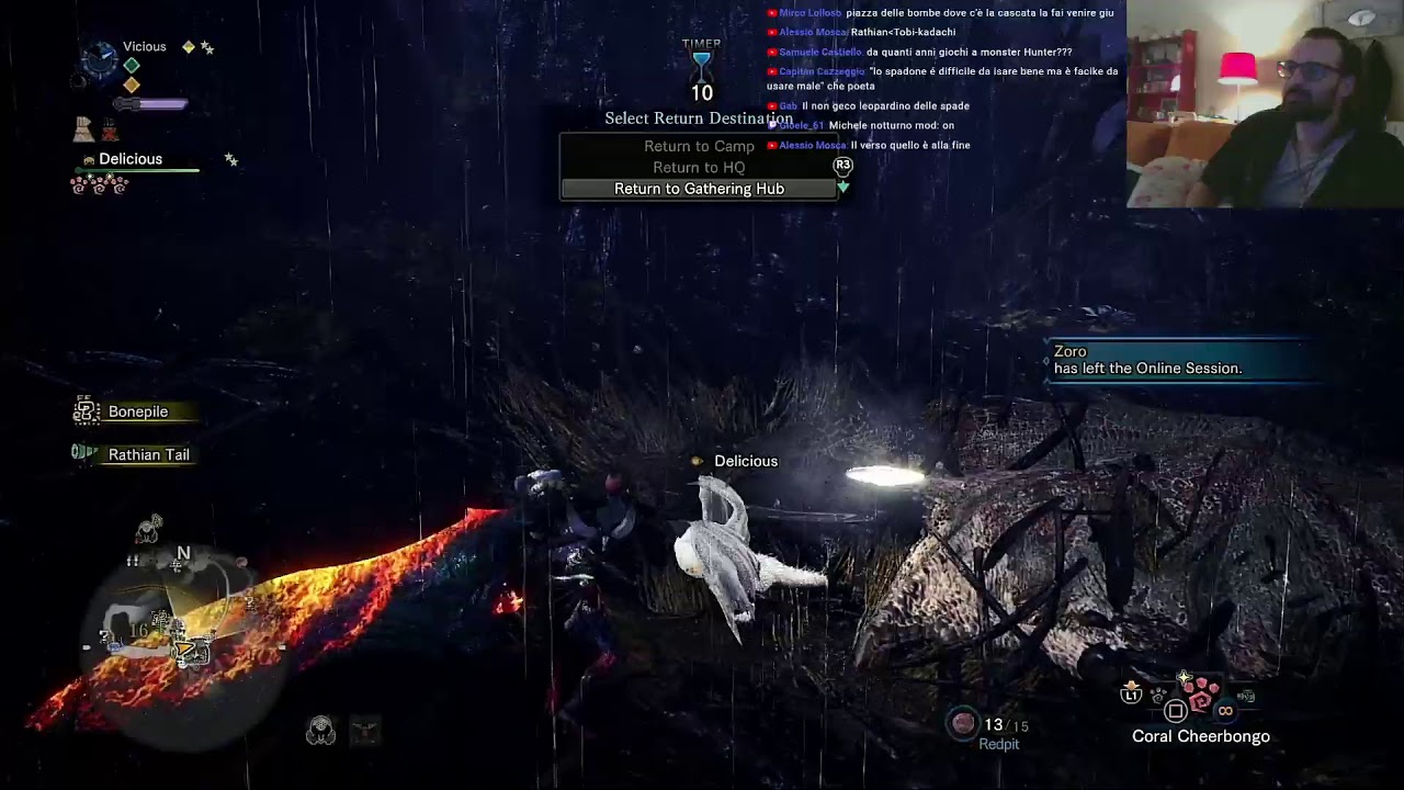 Serata Cazzegg - michele suona la chitarra e gioca a Monster Hunter