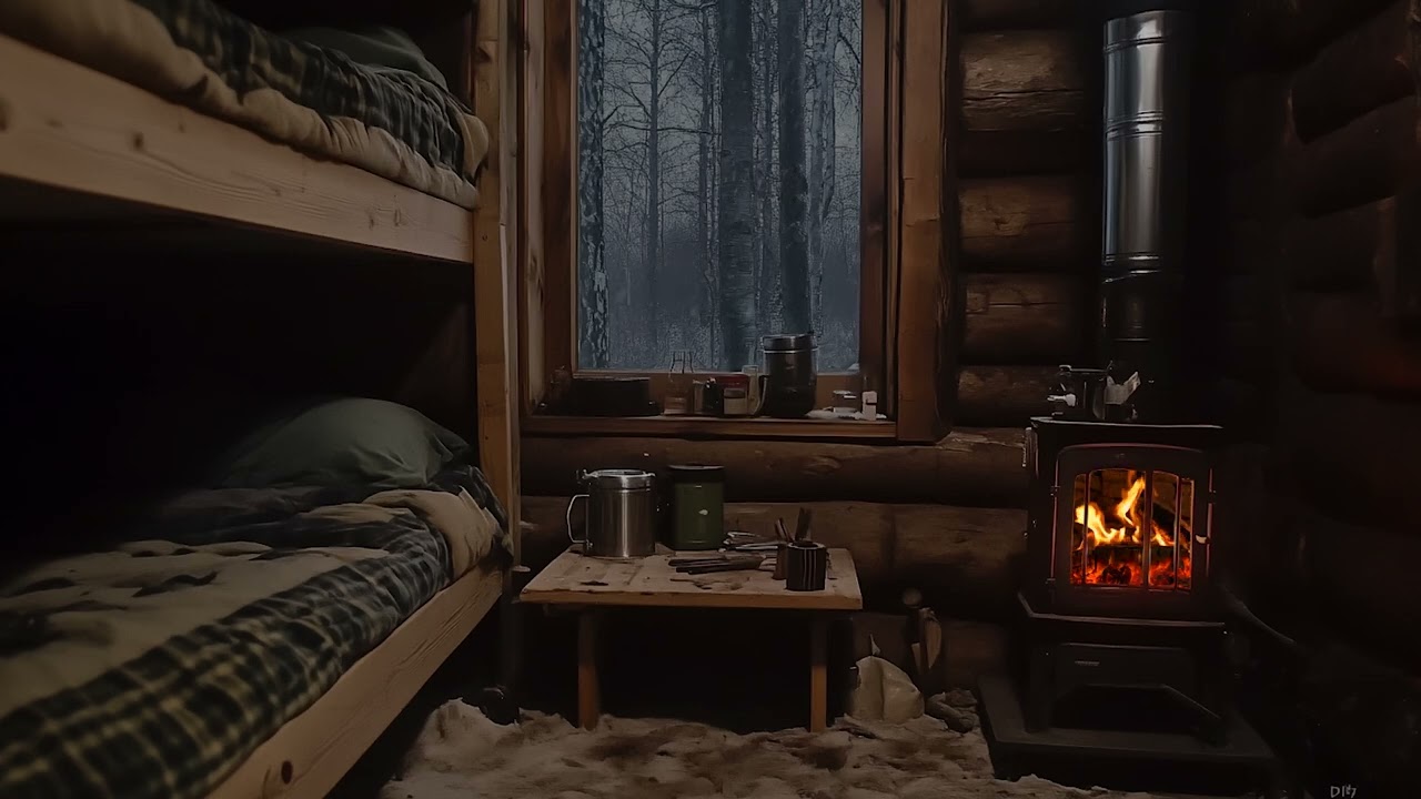 Cozy Cabin | Fireplace and Snowstorm Ambience for Sleep and Stress Relief