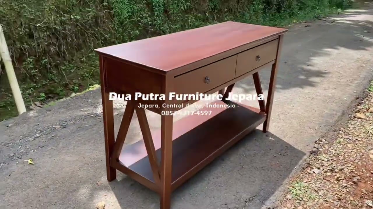 MEJA KONSUL MINIMALIS / MENA KONSOL KAYU JATI 2 LACI