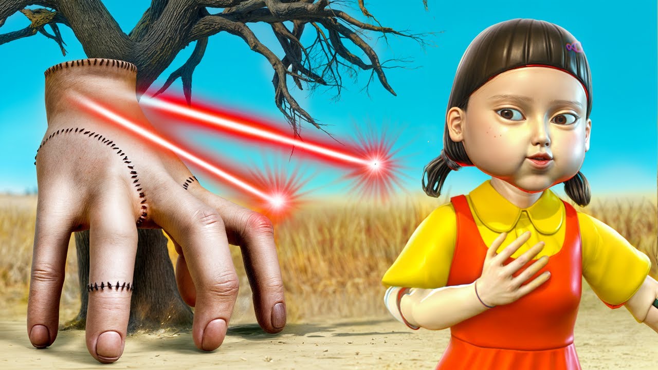 挑战鱿鱼游戏 2！星期三和伊妮德参加鱿鱼游戏！