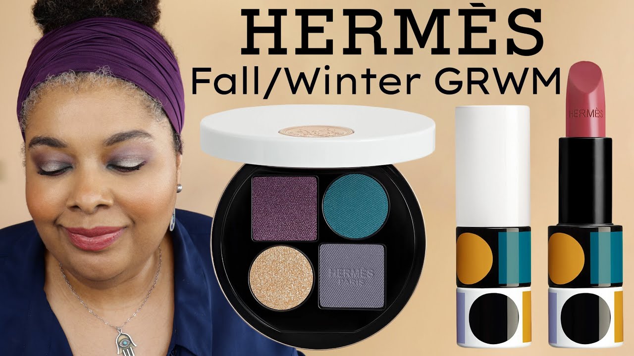 New Hermes Ombres Optiques Eyeshadow Palette, Rouge Hermes Rose Mauve Satin Lipstick, GRWM