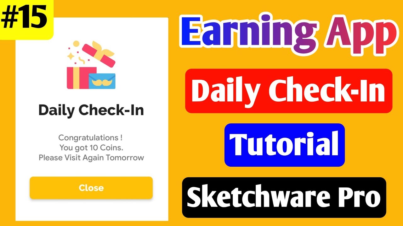 #15 Daily Check-in In Sketchware | Daily Check-in In Earning App | How To Make Earning App