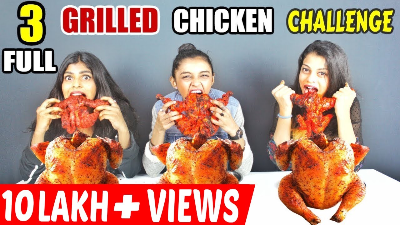 GIRLS GRILLED CHICKEN CHALLENGE | 3 FULL GRILLED CHICKEN EATING CHALLENGE | Food Challenge(Ep-139)