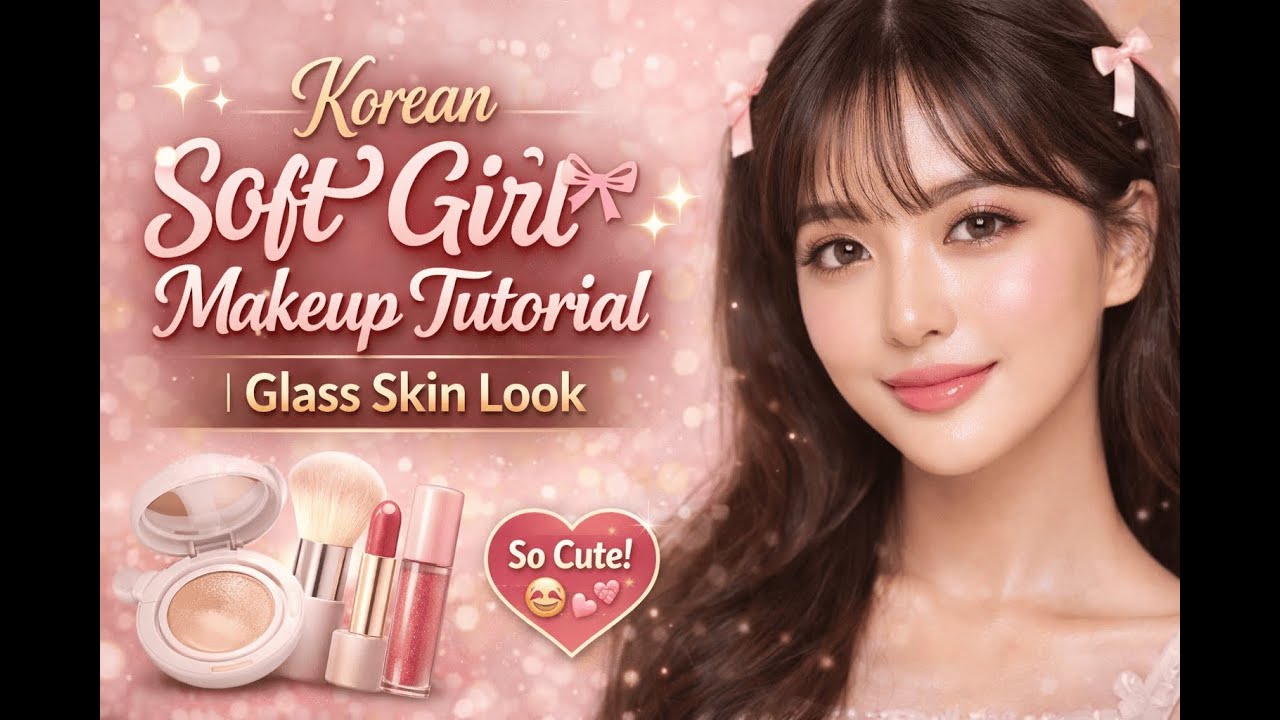 Korean Soft Girl Makeup Tutorial 🎀✨ | Glass Skin Look|#makeuptutorial |#makeuptips |#everydaymakeup