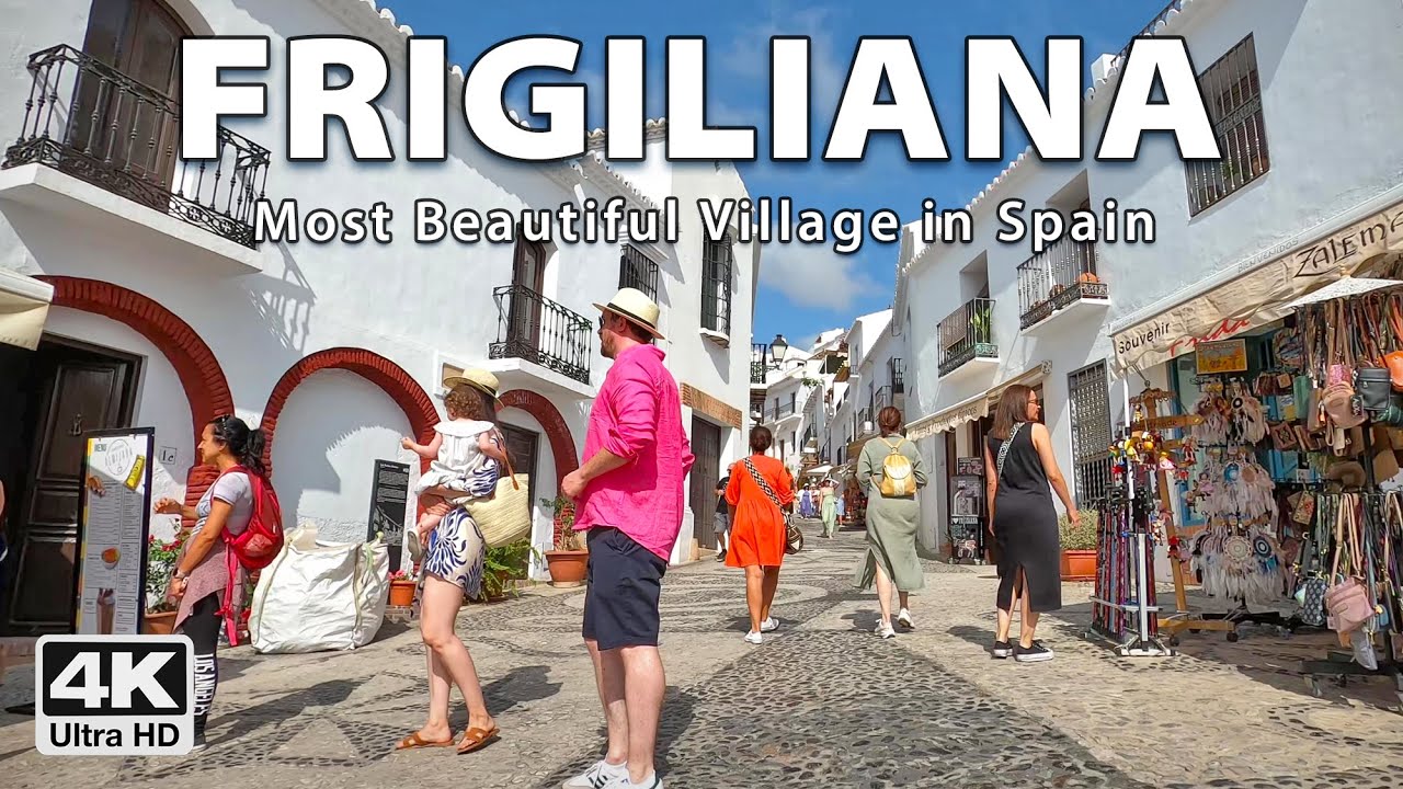 Frigiliana 💐 Beautiful White Village in Costa del Sol, Málaga | 4K UHD Virtual Walking Tour, Spain