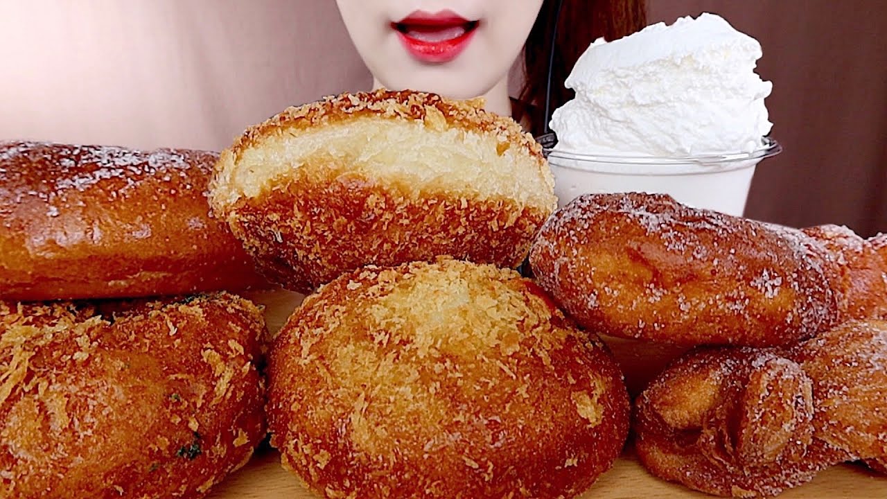 ASMR *CRISPY* KOREAN CROQUETTES, RED BEAN DONUT MUKBANG 바삭한 고로케, 꽈배기, 단팥도넛 먹방 eating sounds