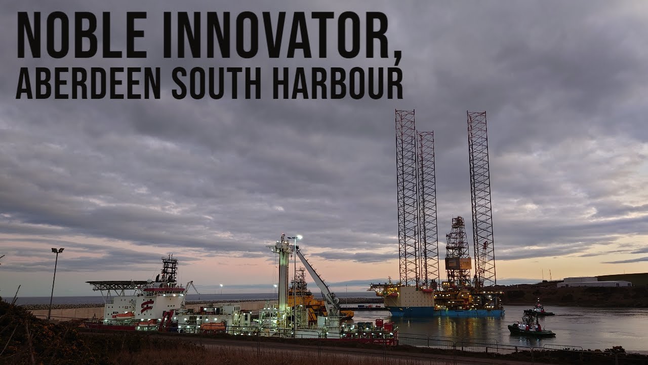 Noble Innovator entering Aberdeen South Harbour (x4 speed) - February 2023