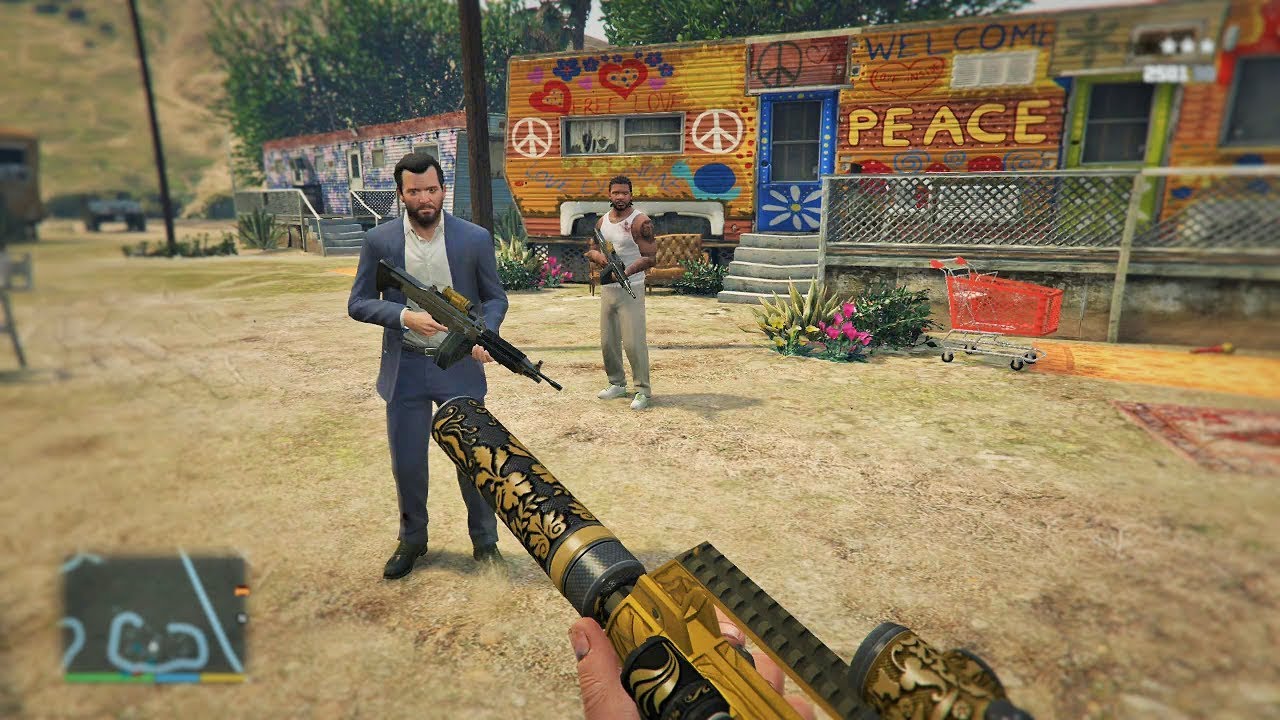 GTA 5 - Franklin, Michael and Trevor Five Star Escape From HIPSTER CAMP # 40