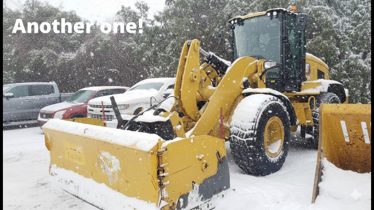 Pure Satisfaction: Clearing Deep fluffy snow with a Wheel Loader and Metal Pless blade.