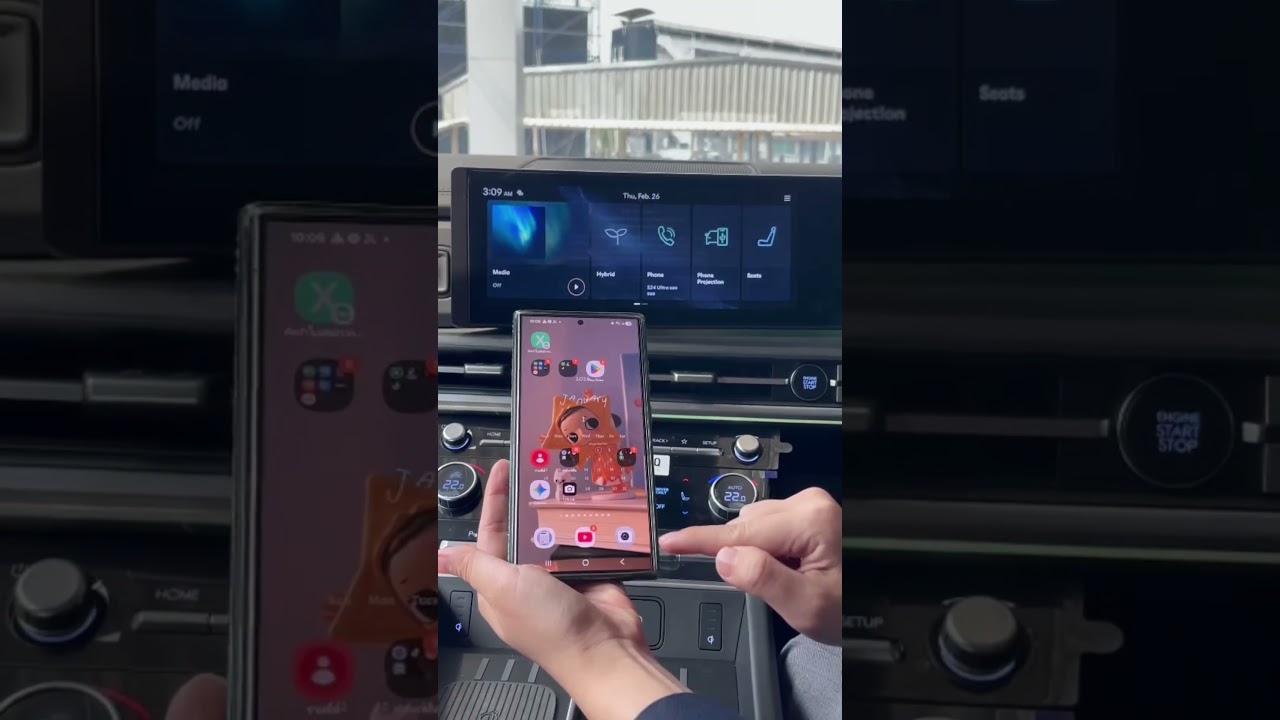 วิธีเชื่อม Auto Android​และ Apple Car Play ไร้สาย​  ในรถ​ Santafe​ ​🫶😊#SANTAFEMX5