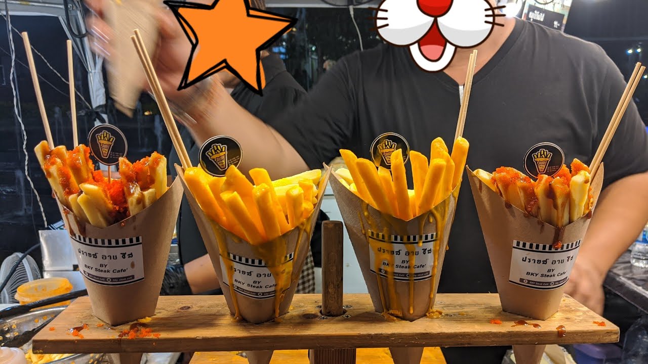 French Fries with cheese เฟรนซ์ฟรายส์ราดชีส  - Thai street food