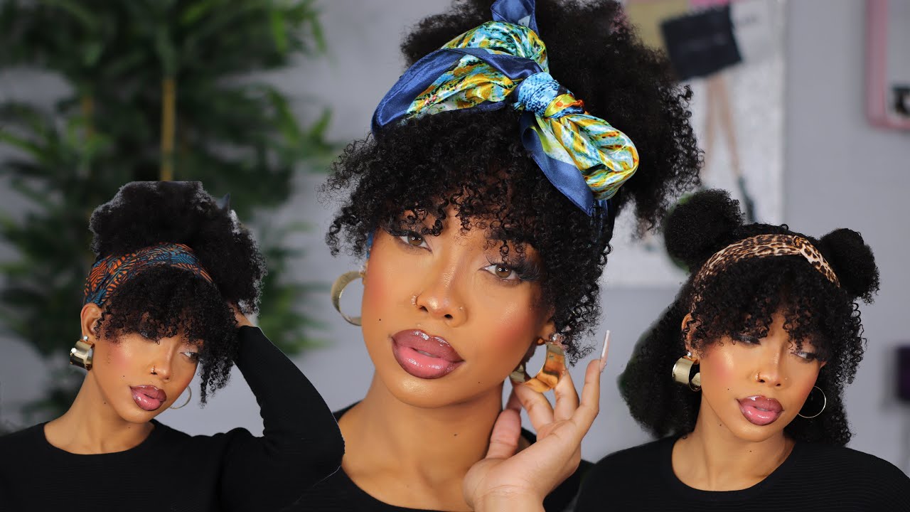 Coily Headband Wig with Bangs !PROTECTIVE STYLE FOR TYPE 4 NATURAL HAIR- Ft HerGivenHair