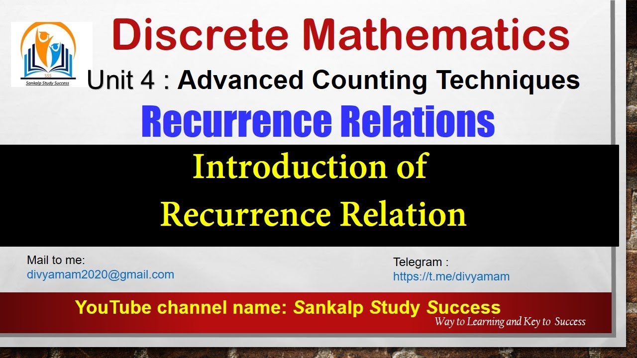 1.Introduction of Recurrence Relation || Discrete Mathematics ||  CSE,IT