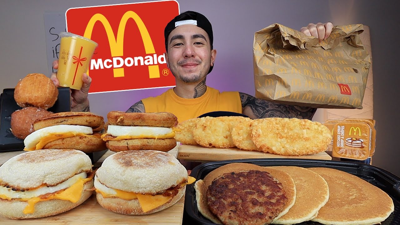 MUKBANG EATING Mcdonald's New Spicy Habanero Egg McMuffins, McGriddles, Hashbrowns, Donuts