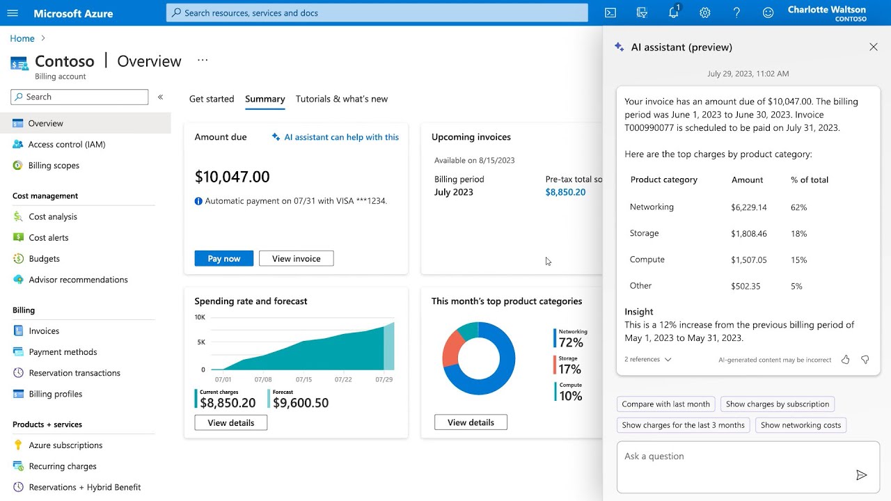 AI-powered functionality in Cost Management