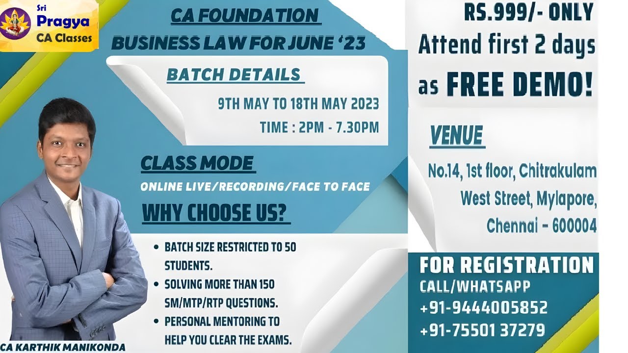 Business law - FREE class for June 2023 exams - CA Foundation