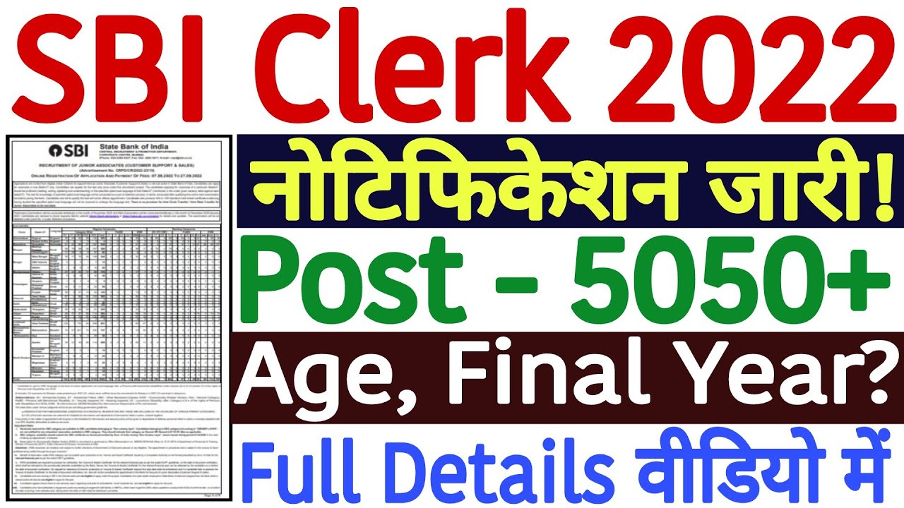 SBI Clerk 2022 Notification PDF Download | SBI Clerk 2022 Notification Out | SBI Clerk 2022 Vacancy