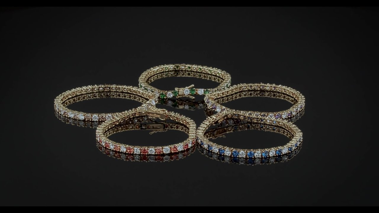 Alternating Round AAA CZ Tennis Bracelet Imitation Gemstones Gold Plated