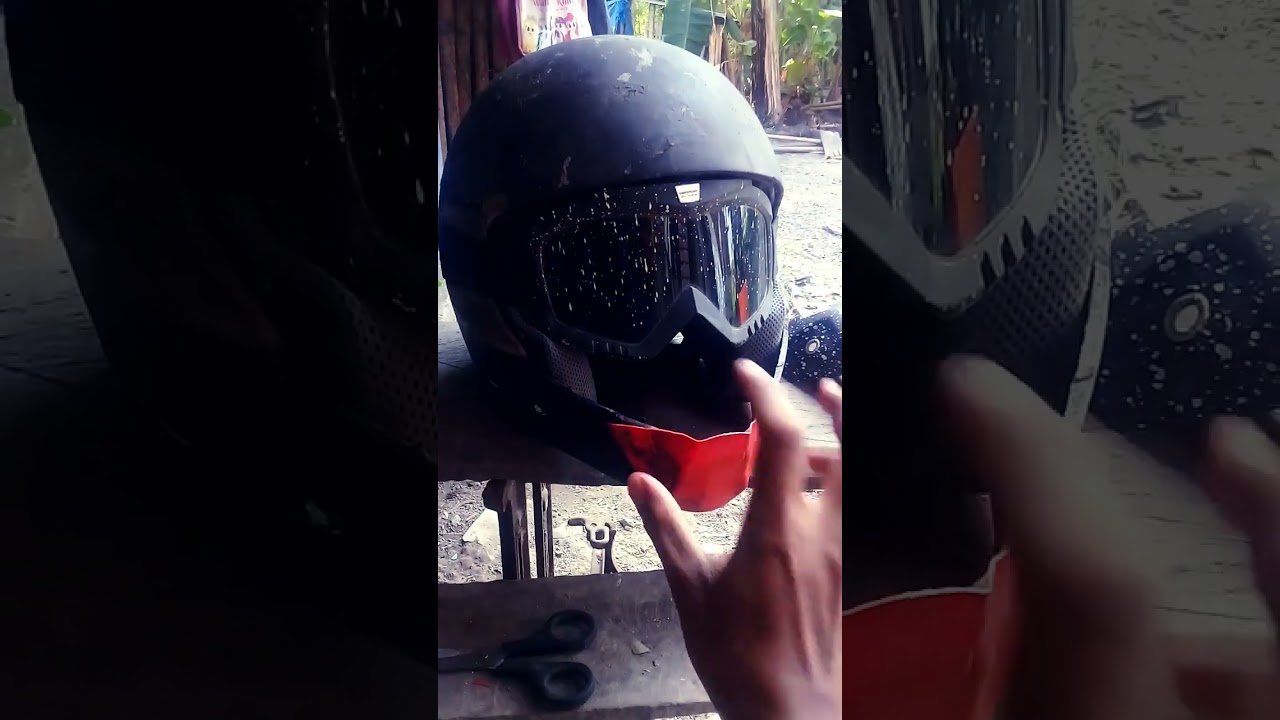 proses awal modif helm full face tua jadi helm trail/supermoto#modifikasi helm #sederhana#