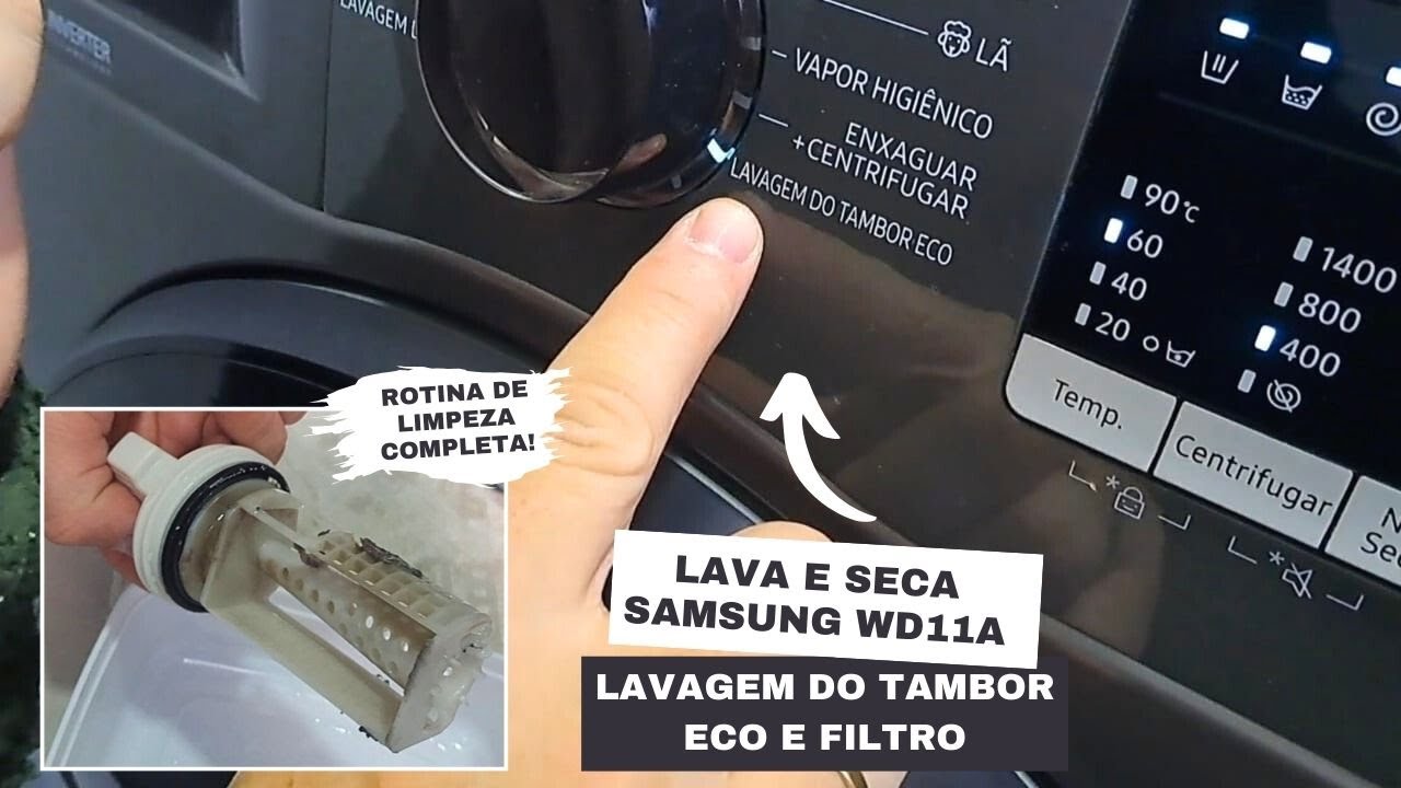 LAVA E SECA SAMSUNG WD11A | LAVAGEM TAMBOR ECO + ROTINA DE LIMPEZA COMPLETA