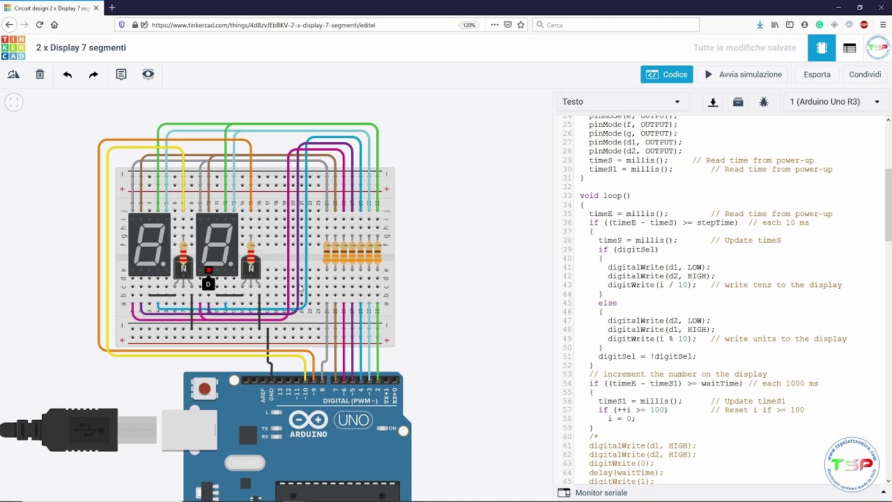 Lezione 24 - Gestiamo un doppio display LED 7 segmenti