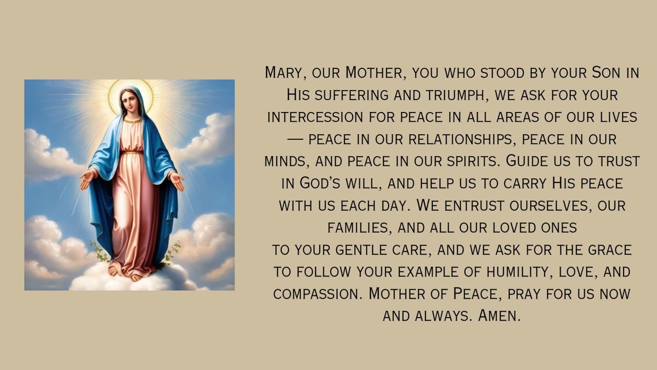 Prayer of Peace to the Blessed Virgin Mary: Seeking Comfort, Guidance, and Christ’s Peace