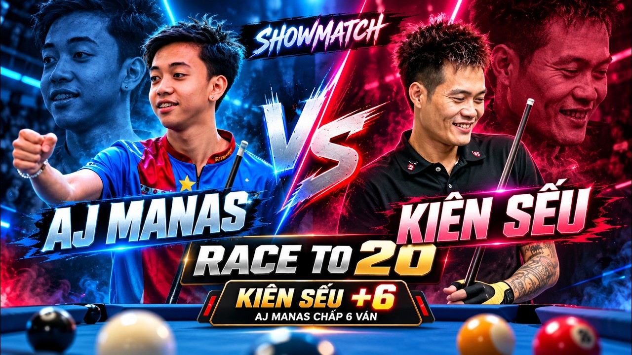 HIGHLIGHT | AJ MANAS VS KI&Ecirc;N SẾU (+6) - SHOWMATCH | 9 BALL | RACE TO 20