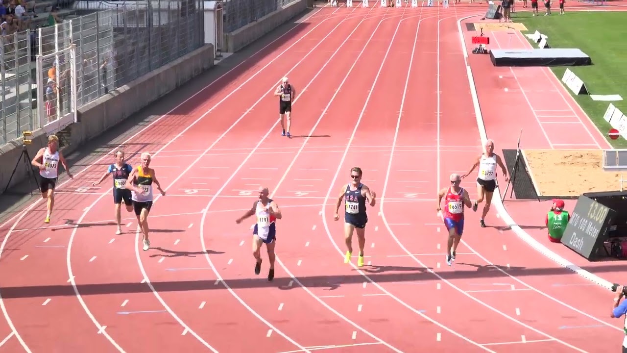 Men 70　100m Final　Lyon2015　Masters Athletics Championships