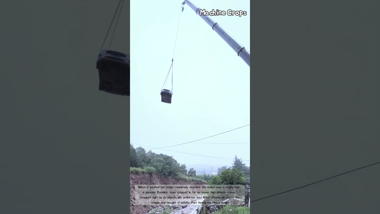 Insane Car Rescue Over Broken Bridge! 🚜💨 #heavye