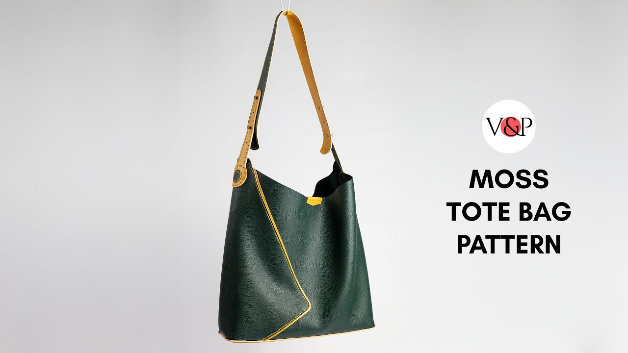 Как сшить кожаную сумку-тоут цвета мха (ссылка на выкройку в описании)