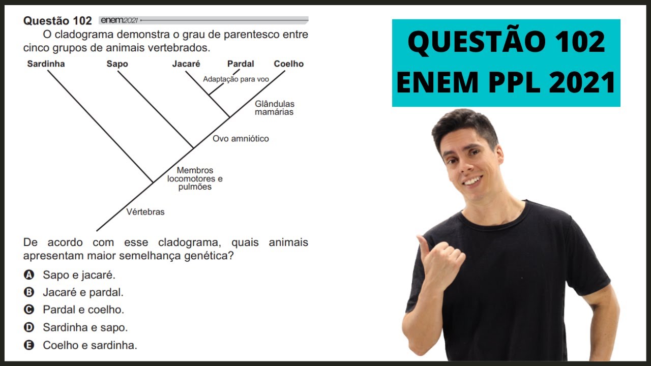 BIOLOGIA ENEM PPL 2021! "O cladograma demonstra o grau de parentesco..."