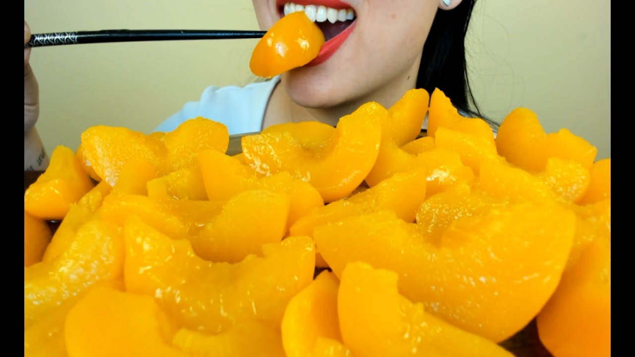 SLURPY JUICY STICKY PEACH ASMR SOUNDS