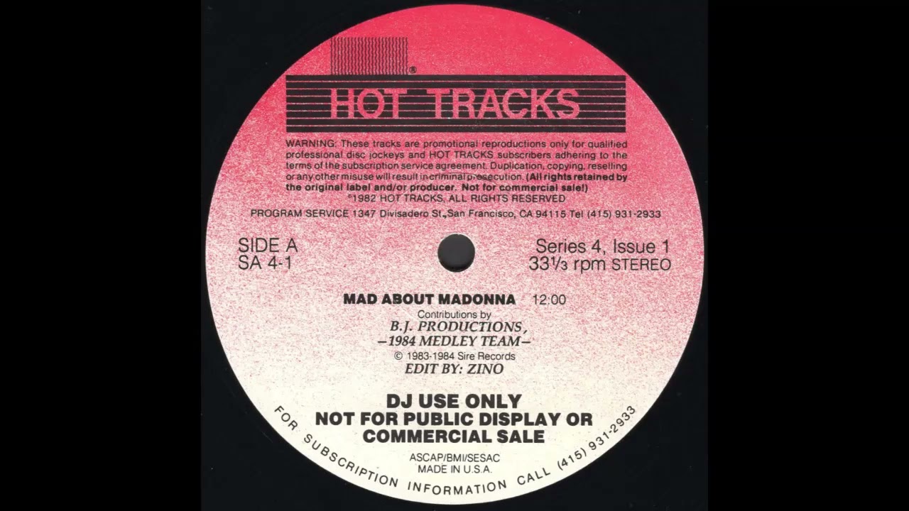 HOT TRACKS SERIES 4, ISSUE 1 * MAD ABOUT MADONNA * B.J. Productions, 1984 Medley Team & Zino * 1984