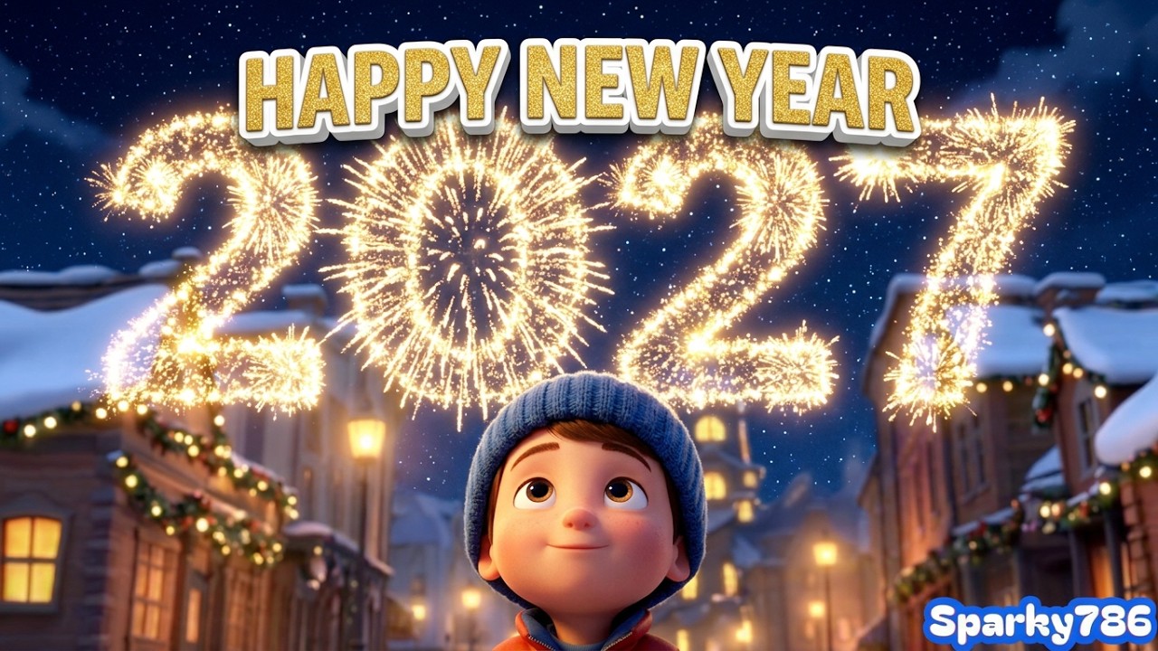 Happy New Year 2026 🎊 | Cute Kid Cartoon & Magical Fireworks