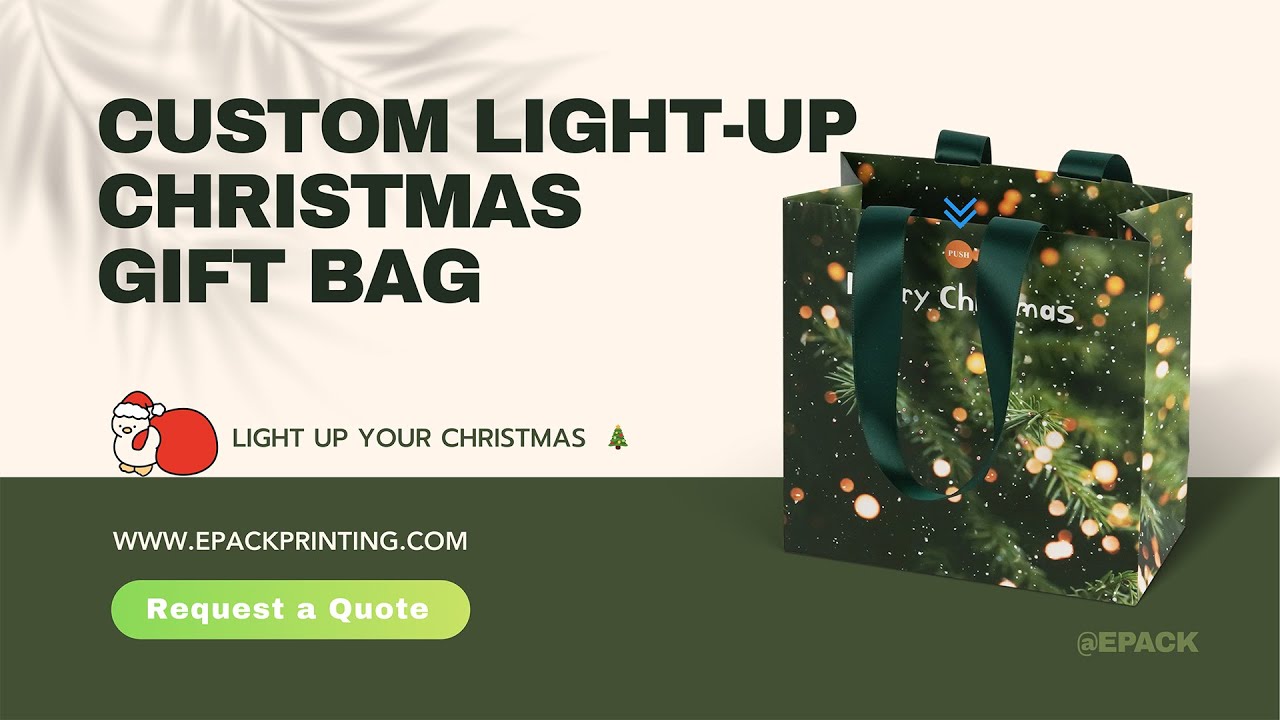 LED Fiber Optic Christmas Gift Bags | Custom Christmas Paper Gift Bags with Light