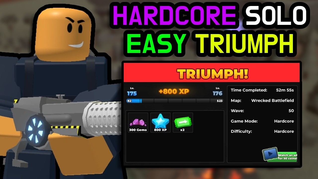 TDS How to Beat Hardcore Solo EASILY With Accelerator! (Solo HC Triumph) | Tower Defense Simulator
