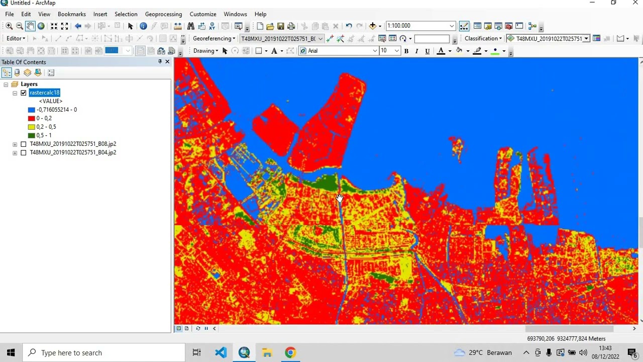 Tutorial Pemetaan Kerapatan mangrove menggunakan Nilai NDVI citra satelit Sentinel 2A.