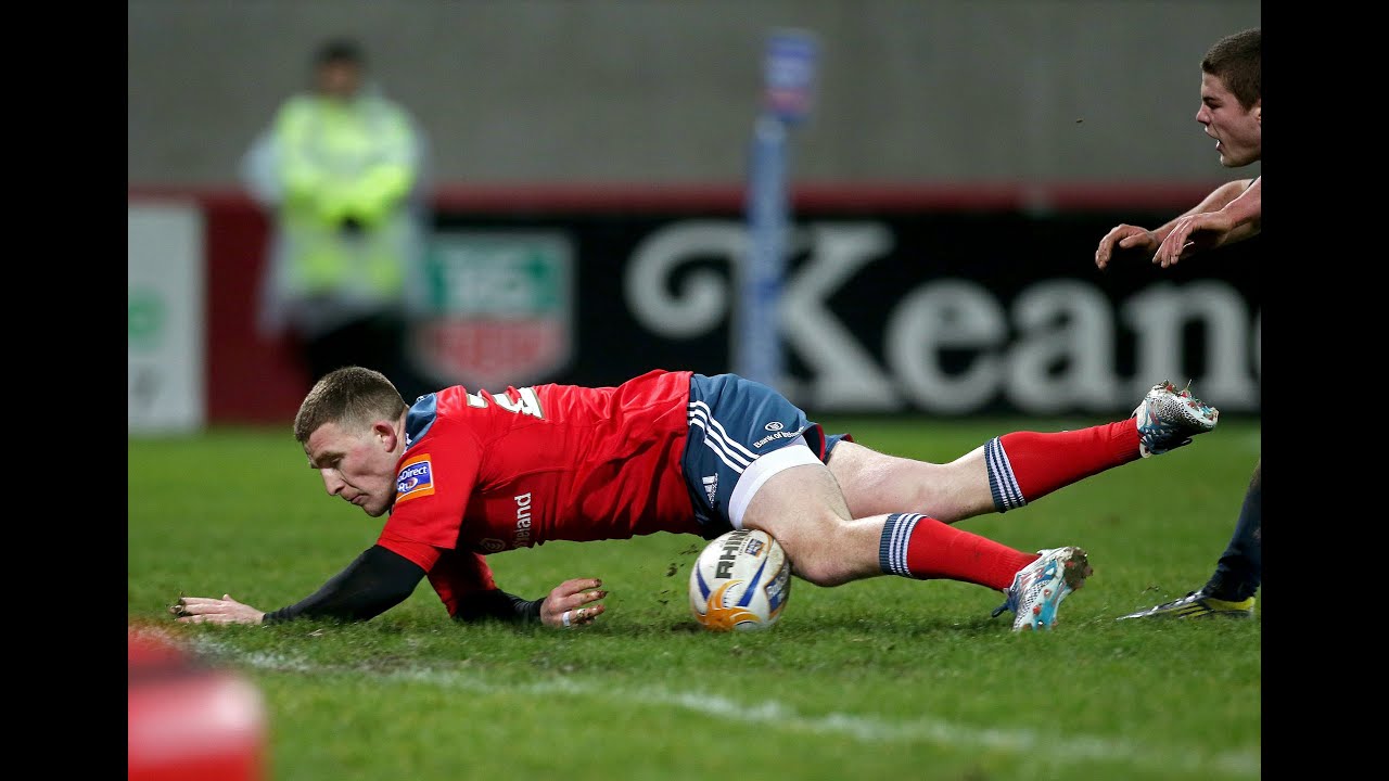 Andrew Conway touches down for Try - Munster v Cardiff Blues 8th February 2014
