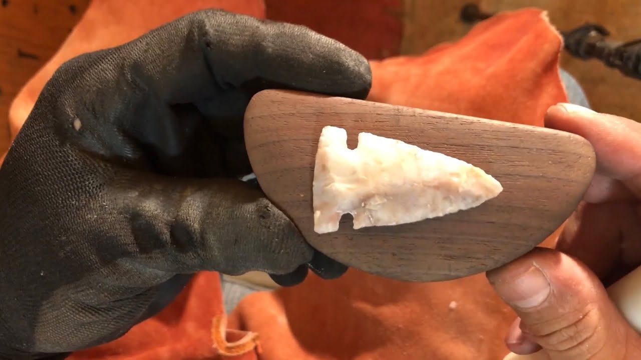 Coral rock preform made into a side notch point 