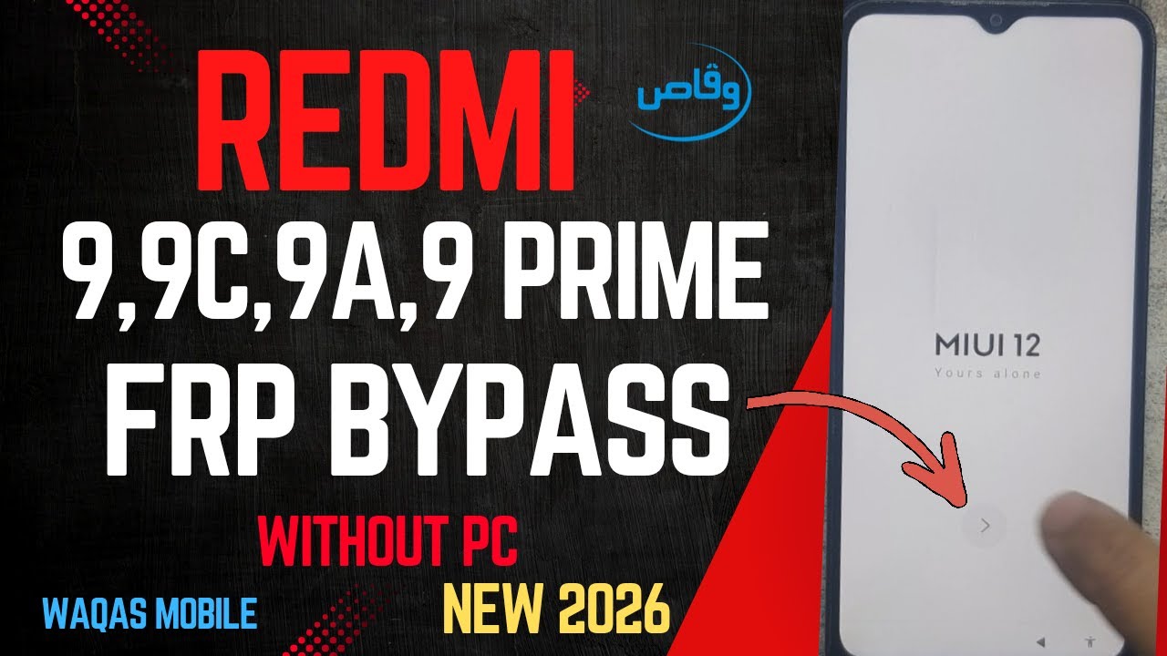Redmi 9/9a/9c/9i/9 prime/9 active Frp/Google Account Bypass without pc 2026 by waqas mobile