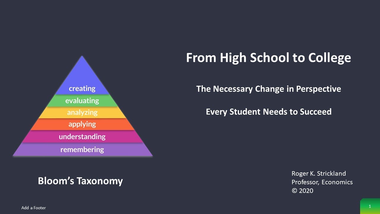 Blooms Taxonomy in College Level Study