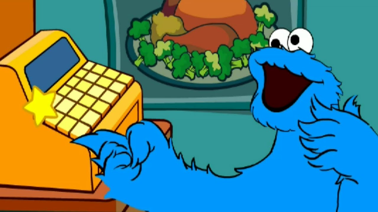 Sesame Street Checkout Cookie Monster Game Eating Groceries Game